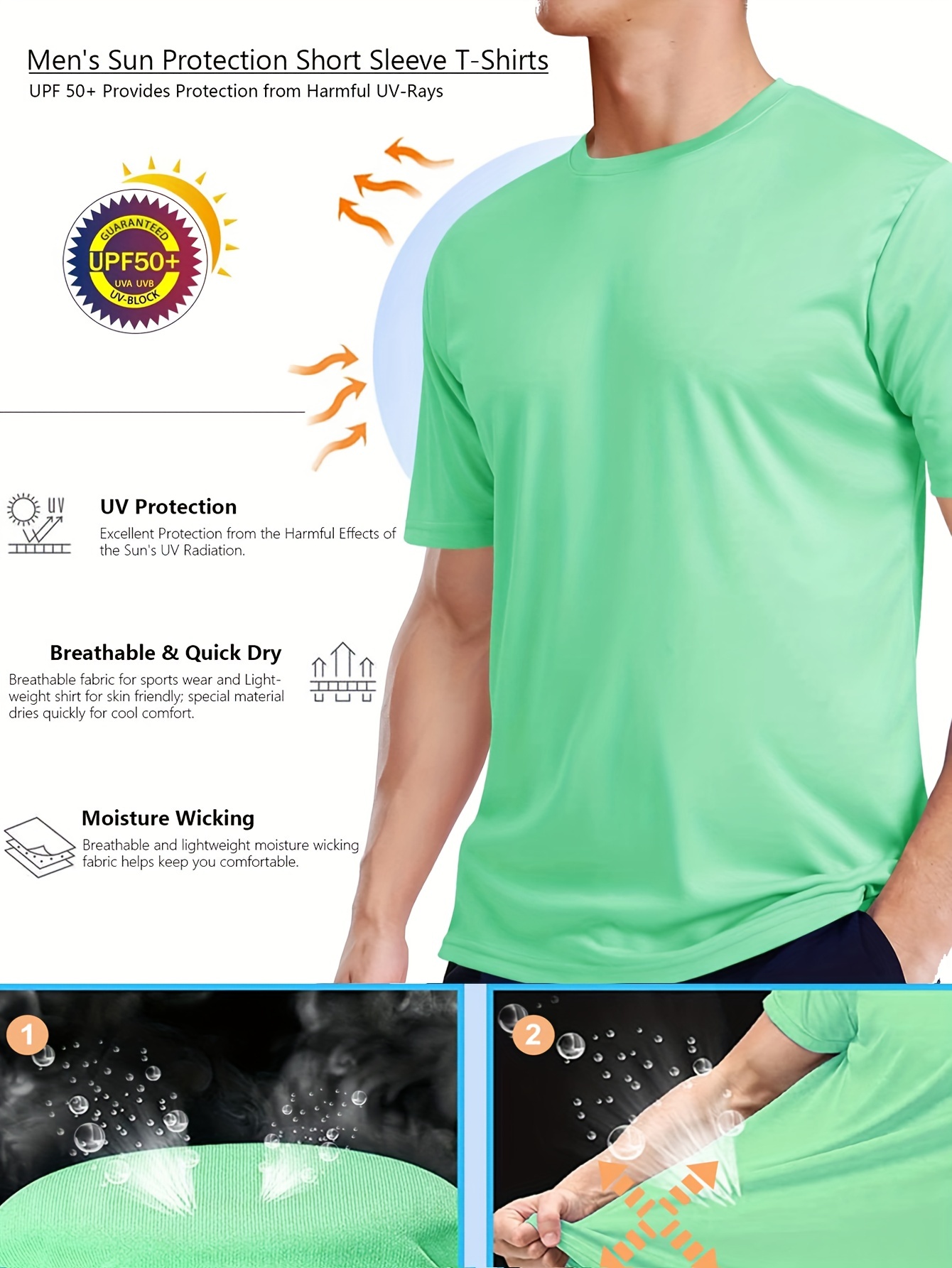 Men's Sun Protection Sports T shirt Casual Slightly Stretch - Temu