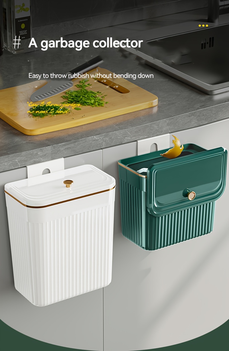  Cubo de basura para cocina, oficina, cubo de basura con tapa,  cesta de papel para sala de estar, baño, cocina, gran capacidad, tapa  abatible : Hogar y Cocina