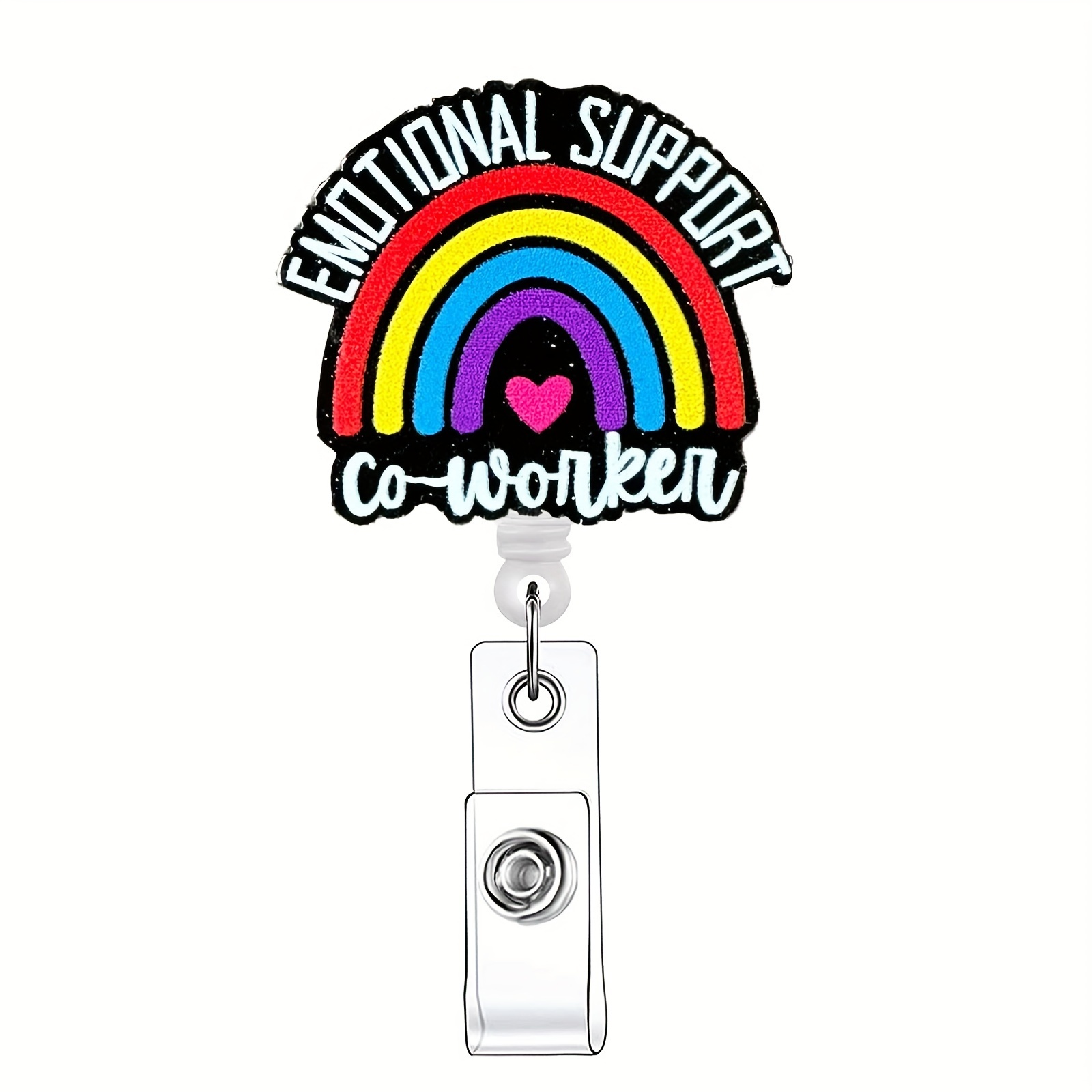 Emotional Support Coworker Badge Reel Retractable ID Holder Work Name Tag  Clip