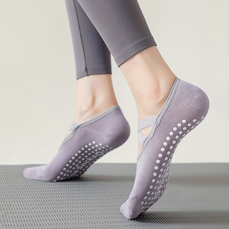 Women's Cross Strap Non slip Yoga Socks Grips In Pilates - Temu Canada