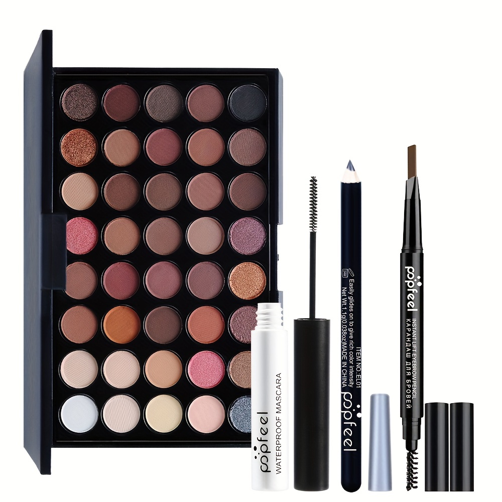 

40 Colors Nude Eyeshadow Set With Mascara, Eyeliner, And Eyebrow Pencil - Complete Eye Makeup Kit For A Natural And Glamorous Look