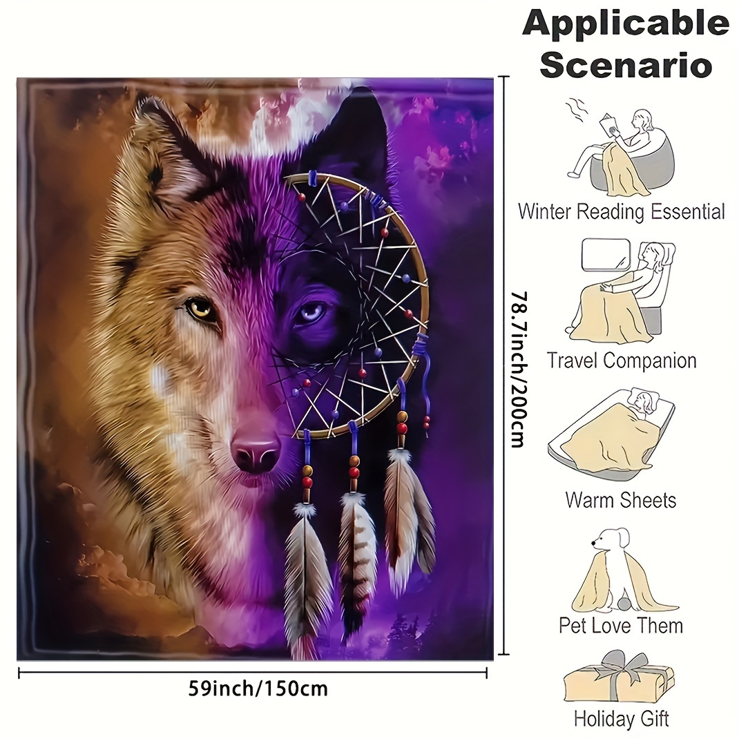 Wolf Dreamcatcher Printing Blanket Soft Comfortable Flannel - Temu