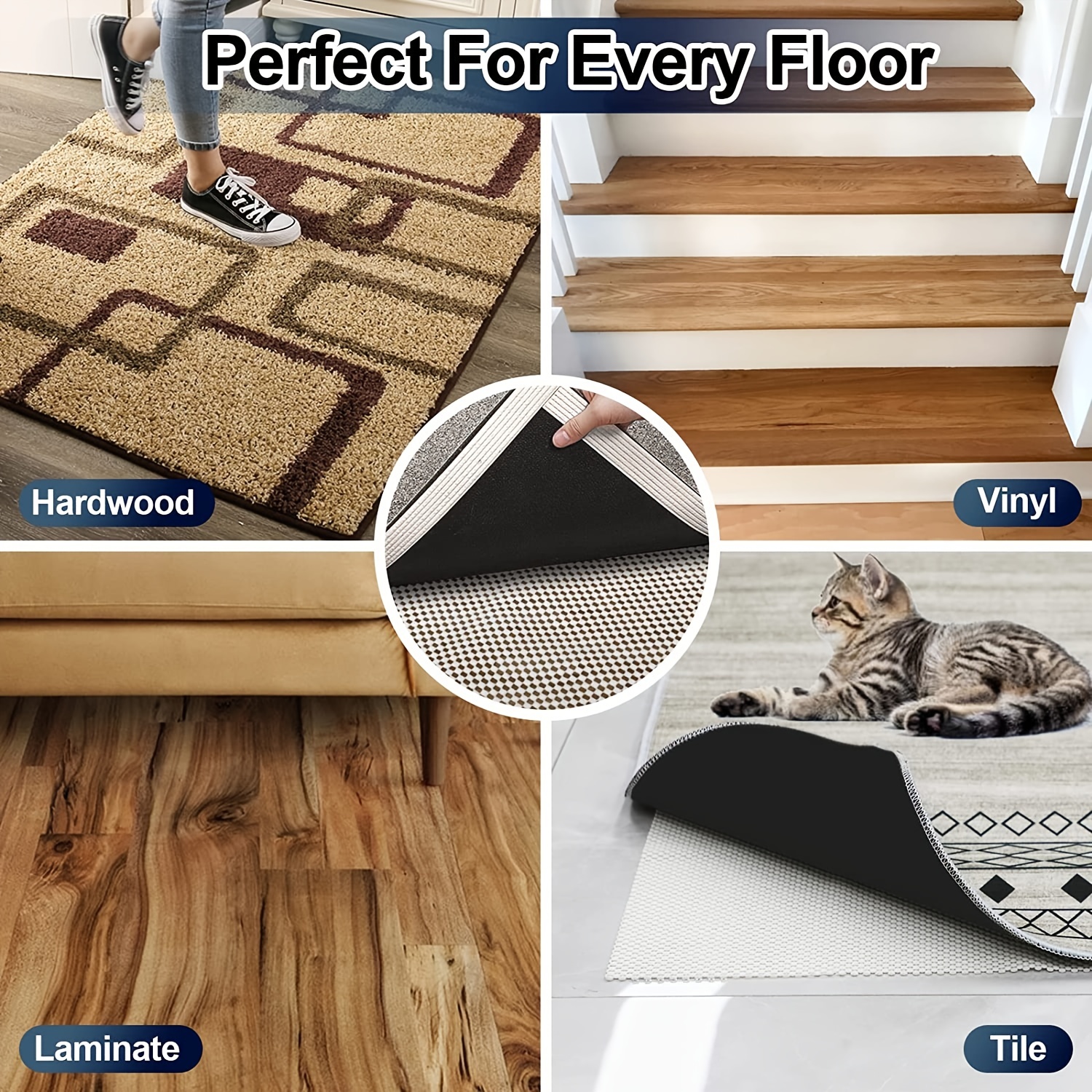 Veken Non-Slip Rug Pad Gripper 2 x 8 Feet Extra Thick Pads for Hardwood  Floors, Keep Your Rugs Safe and in Place