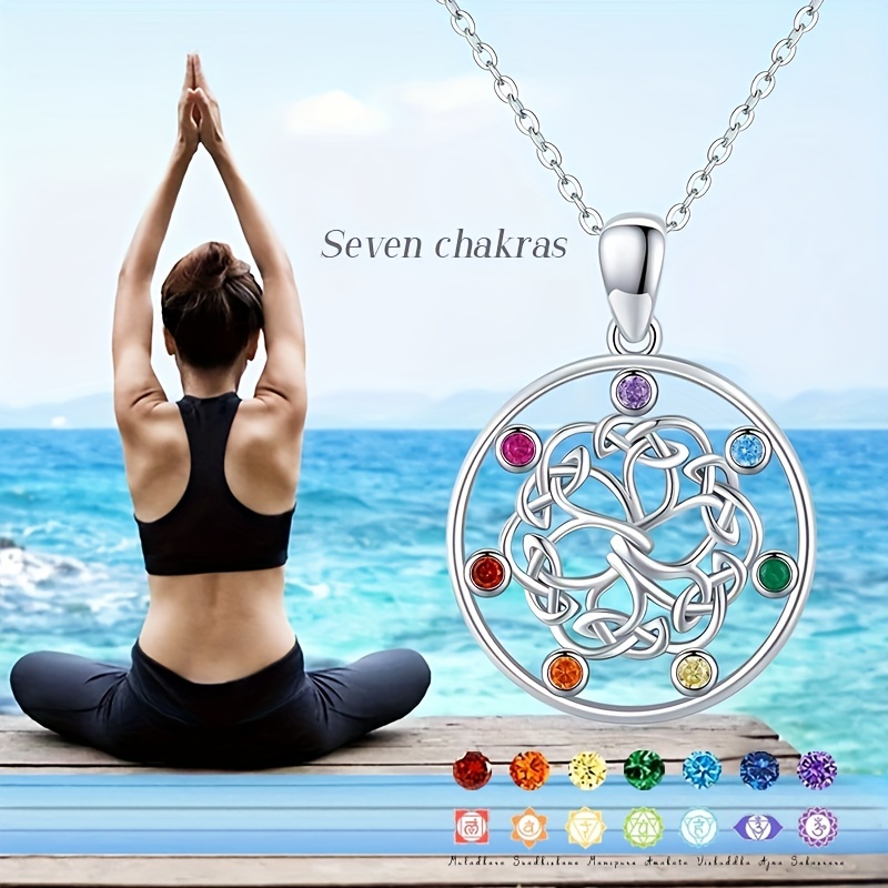 Elegante 7 Chakra Halskette Ring Lotus Anhänger Yoga Chakra