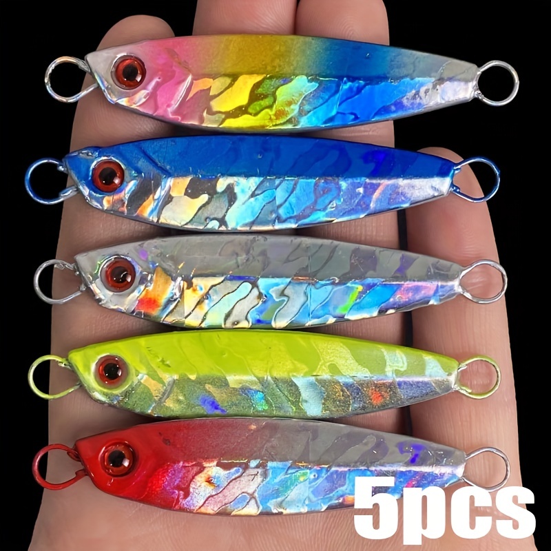 5pcs Fishing Jigs with 3D Eyes for Long Casting - Metal Fishing Spoons  Lures Hard Baits, Spinner Blade Bait 10g/20g