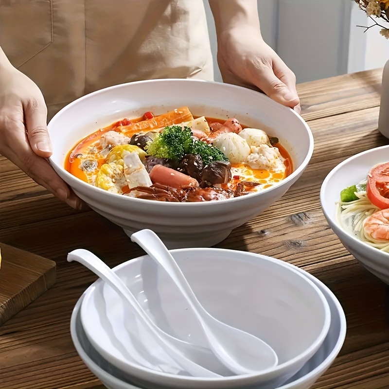 2pcs Unbreakable Large Soup Bowls With Spoons, Japanese Ramen Bowl, Udon  Noodles Salad Bowls, Food Grade PP Ramen Bowl Set, Dishwasher And Microwave  S