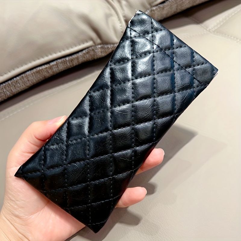 Rhombus PU Leather Glasses Pouch for Sunglasses & Reading Glasses