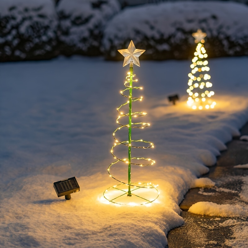 1pc led christmas tree outdoor solar ground plug lights waterproof christmas courtyard lights new year holiday outdoor garden decoration lawn light details 4