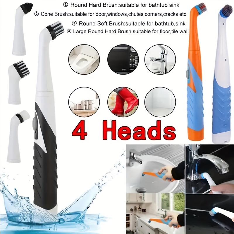 Powerful Electric Cleaning Brush Set With Handle - Ideal For Kitchen,  Bathroom, Car, And More - Includes Silicone Brushes - Battery Not Included  - Temu