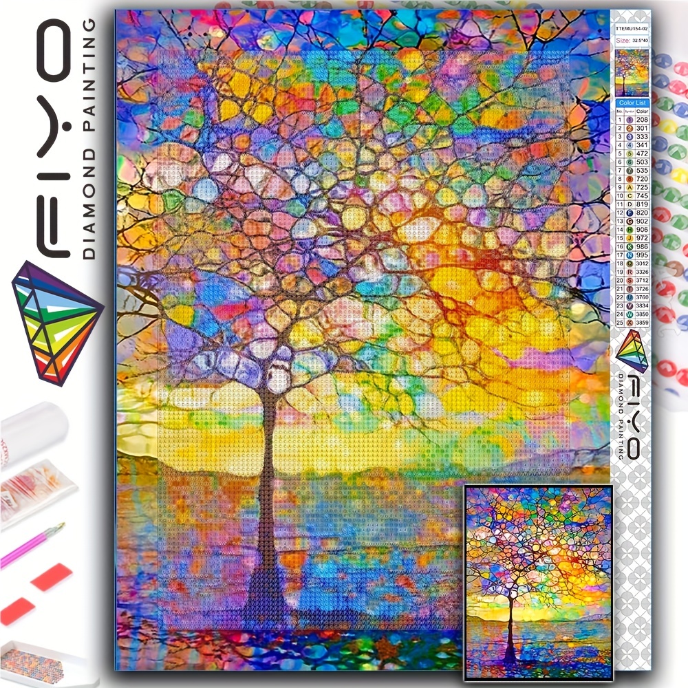 Fiyo 5d Diy Diamond Painting Dreamy Moon Tree Mosaic - Temu