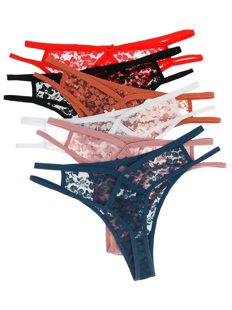 Underwear Women Thongs Sexy Women's Cut Out Low Rise G-String Thongs Sexy  Floral Lace Underwear Panties