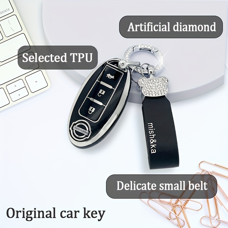 Key Fob Cover With Bear Rhinestone Diamond Keychain tpu Key - Temu