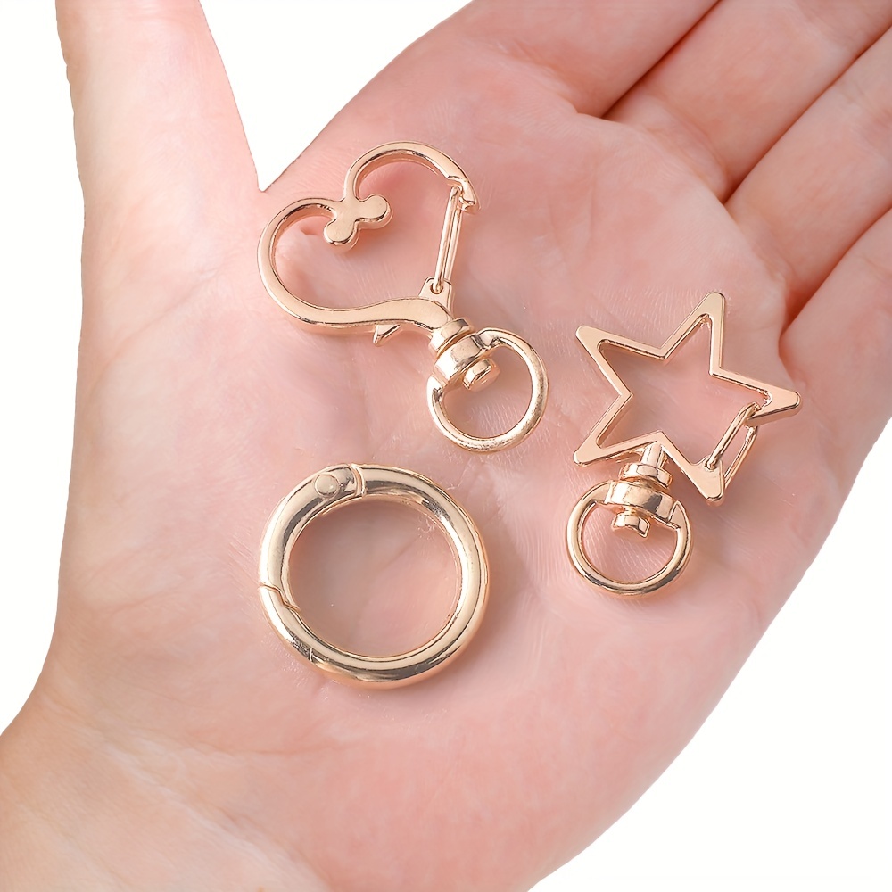 Golden Silver Star Love Heart Key Ring Link Wire Ring Door - Temu