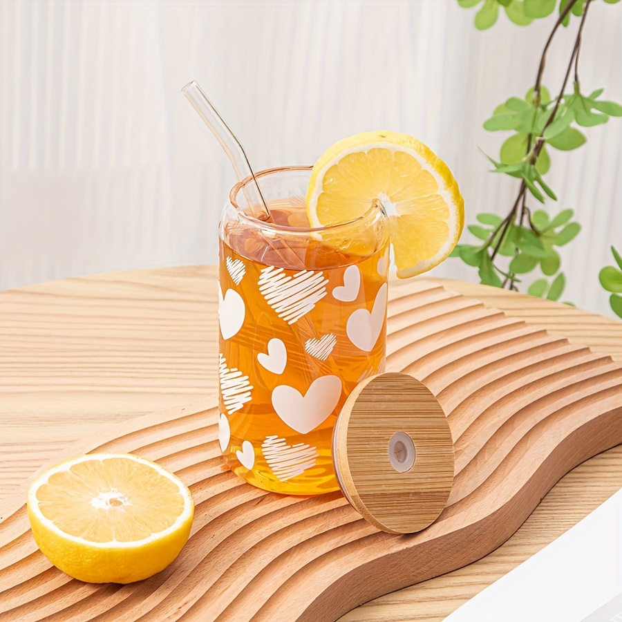 Kind Heart 16 oz Glass Cup with Bamboo Lid – Hattie & Elsie