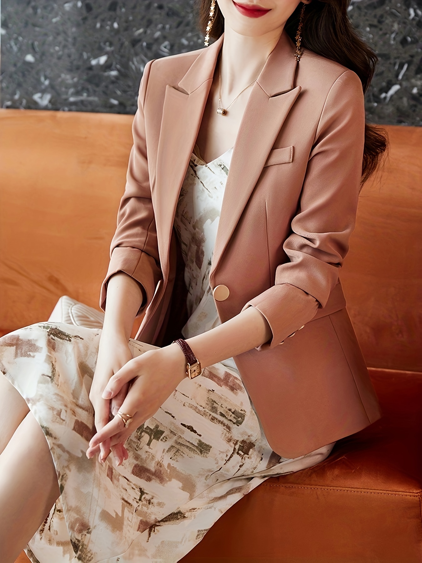 Spring Outfits for Women 2024 Work Womens Casual Open Front Long Sleeve  Work office Jackets Simple Lapel Suit Long Sleeved Casual Shorts Two piece  Fashion Suit 