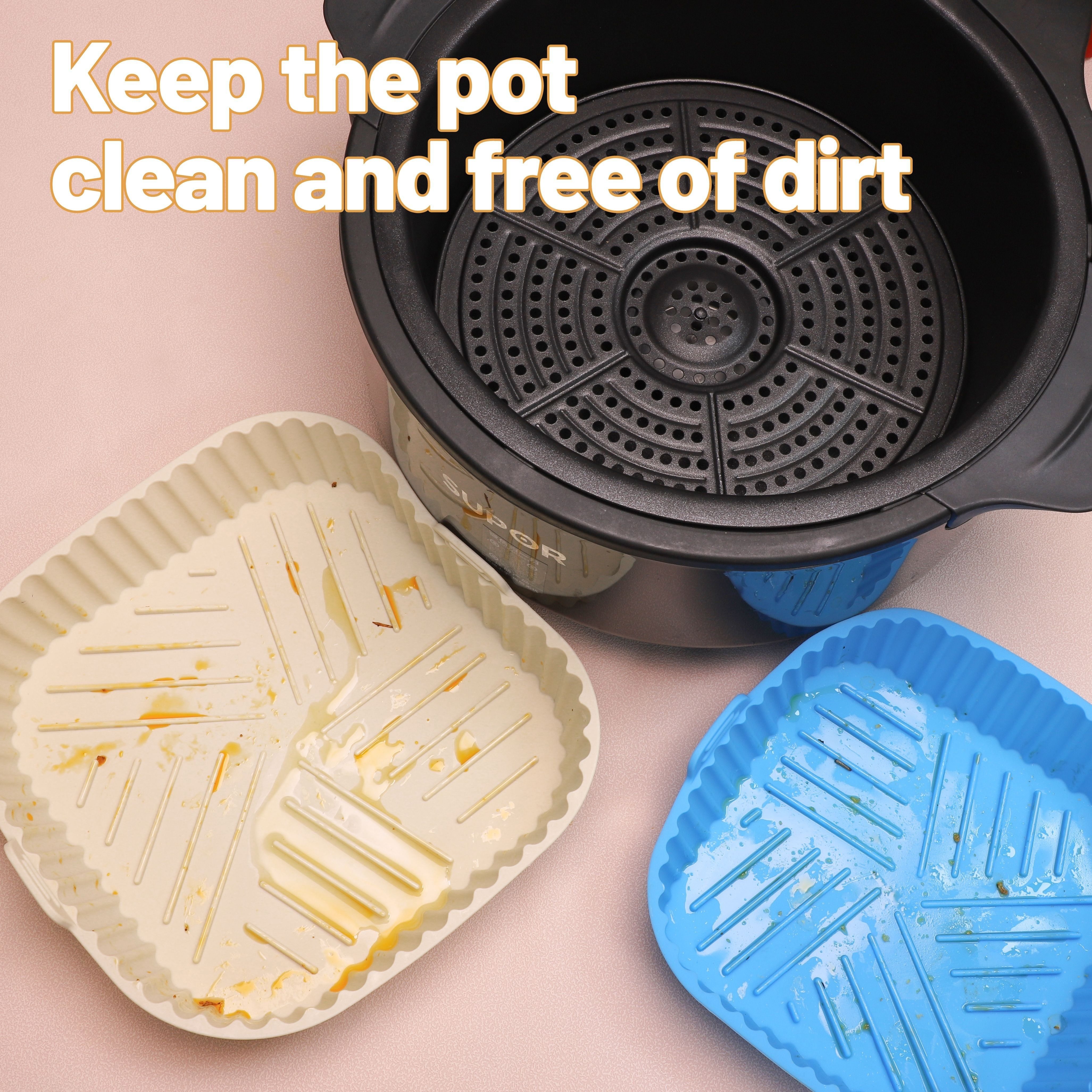 Round (top,bottom ) Air Fryer Silicone Liners Pot For 3 To 5 Qt