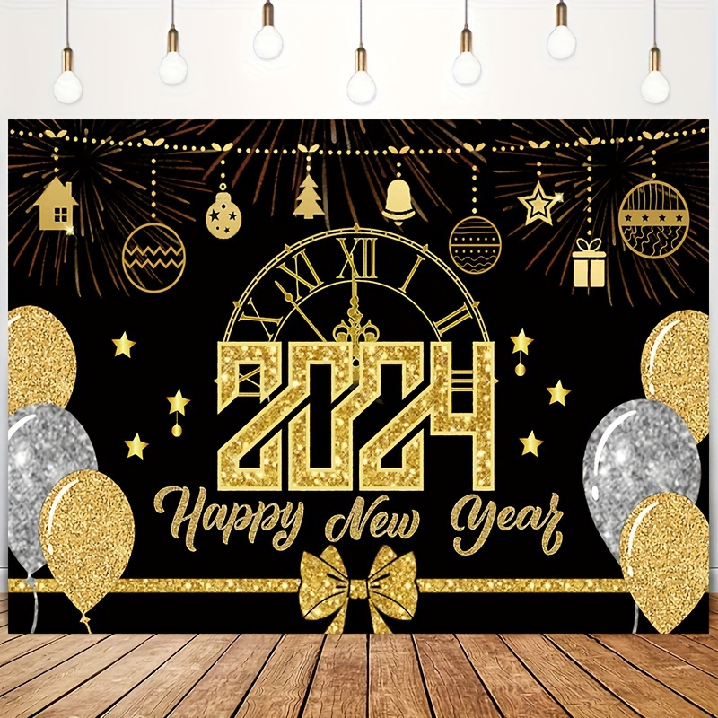 New Year's Eve Black Gold Party Decoration 2024 New Year's - Temu