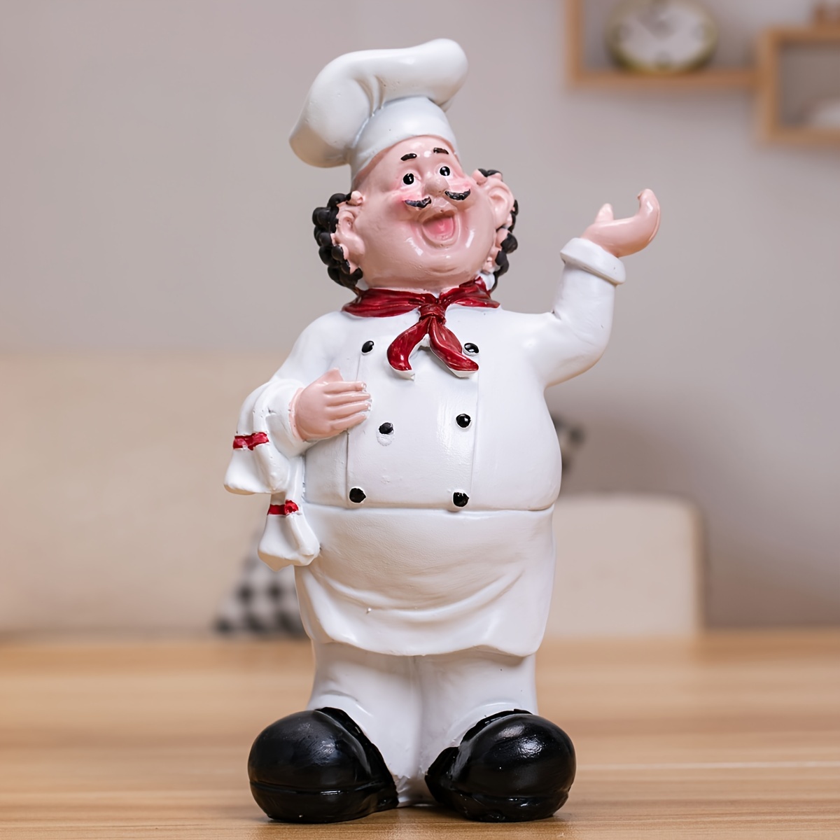 

1pc Chef Singing Ornament, Cartoon Statue Art Craft, For Kitchen Home Living Room Office Cafe Decor, Room Tabletop Display Entryway Decor, Winter Christmas New Year Decor