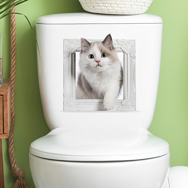 Cat Toilet Sticker A Very Cute And Interesting Home Bathroom - Temu