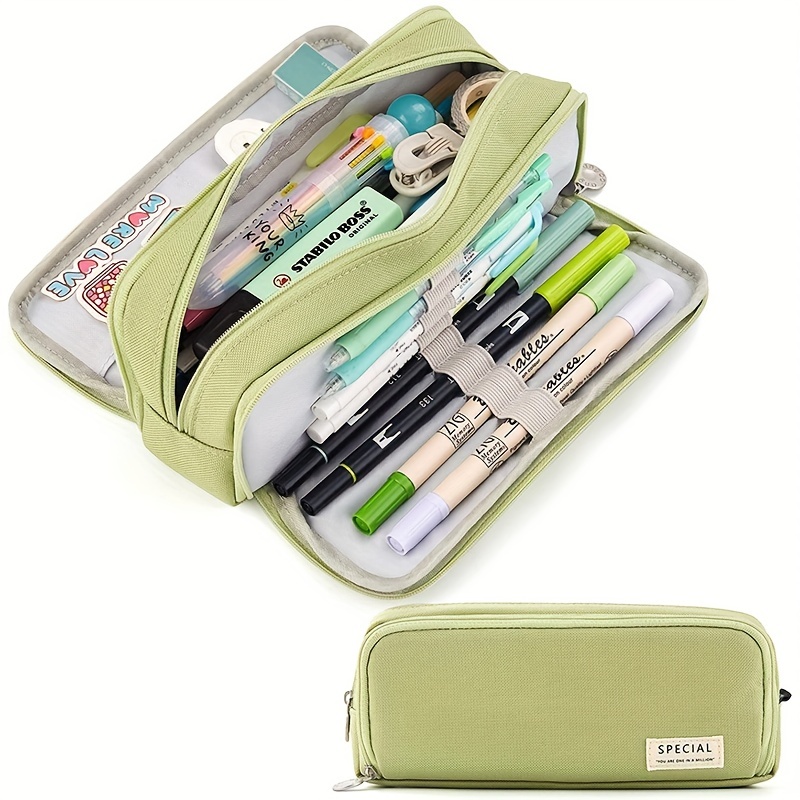 Big Capacity Pencil Pouch Pen Bag Two Layer Pencil Case - Temu