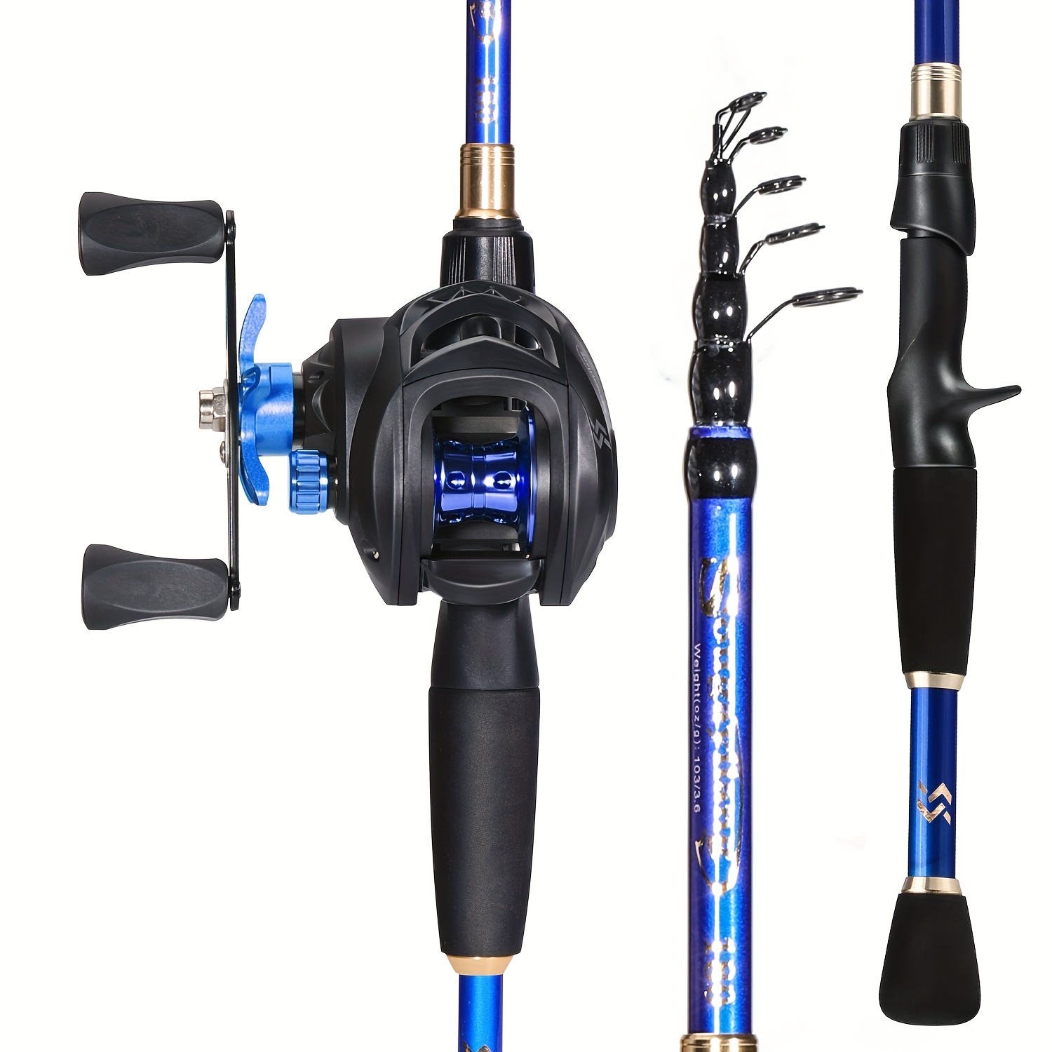 Sougayilang Portable Carbon Fiber Casting Telescopic Rod and Baitcaster  Reel Fishing Combo