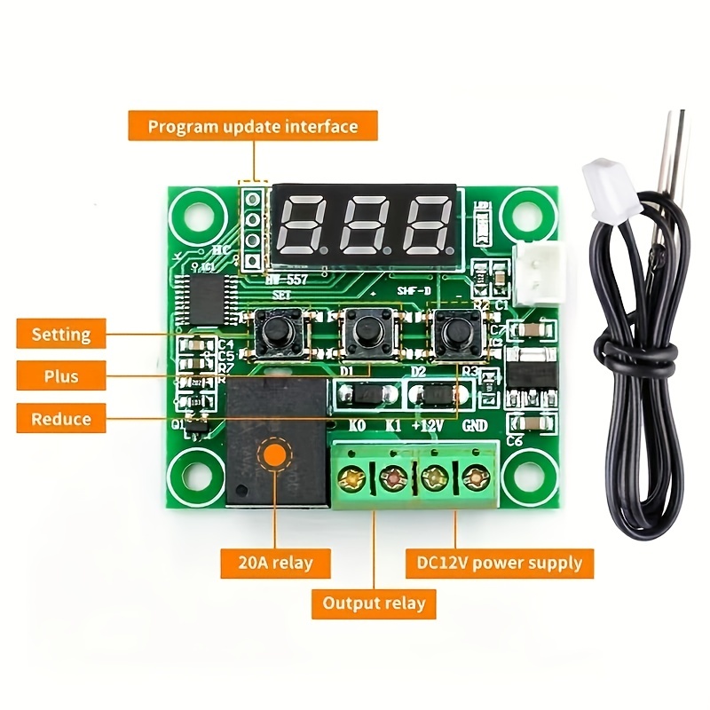 4pcs W1209 12V DC Digital Temperaturregler Modul, Micro Digital Thermostat  -50-110C Electroni