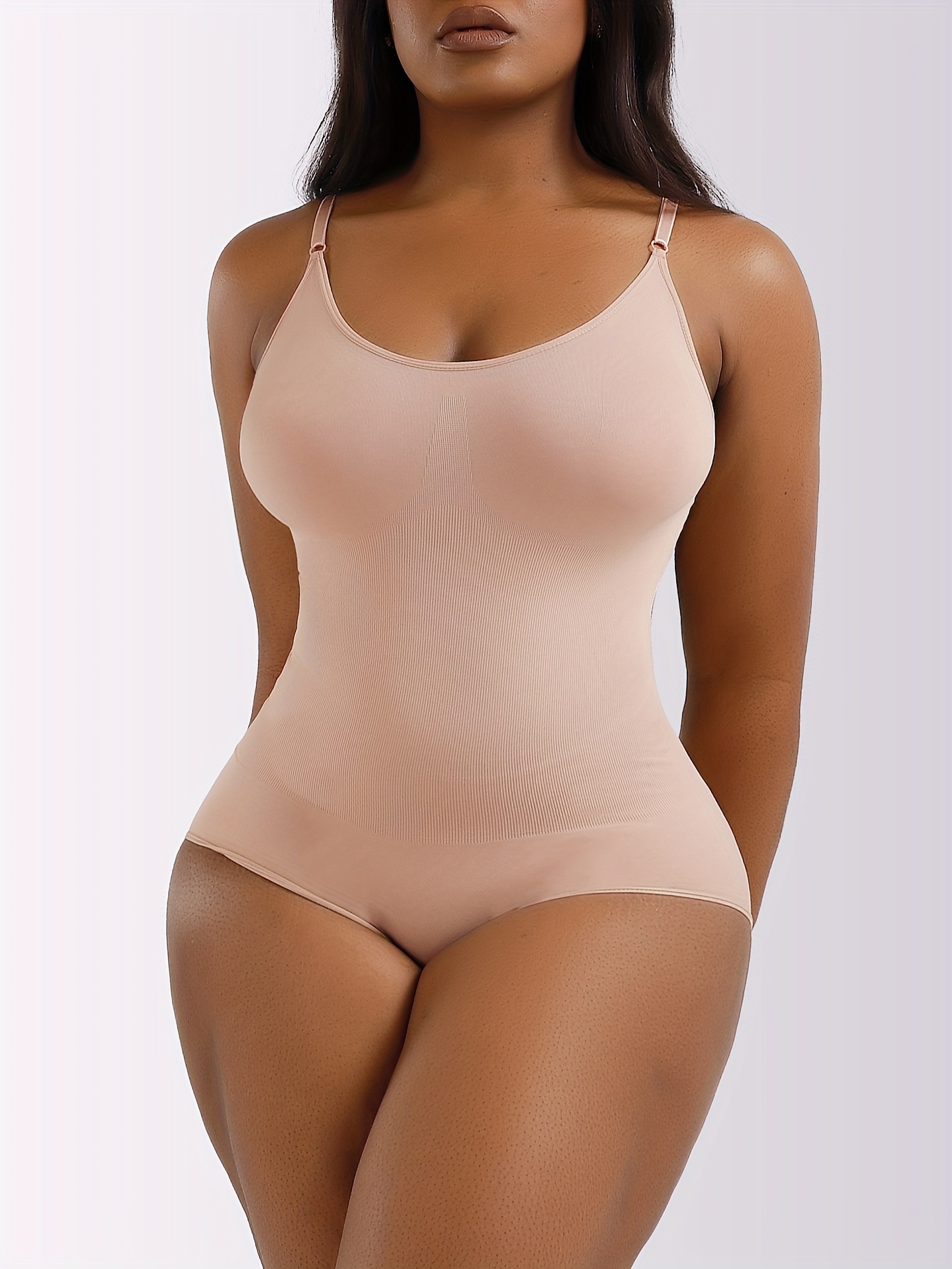 Simple Round Neck Shaping Bodysuit Tummy Control Snap Crotch - Temu