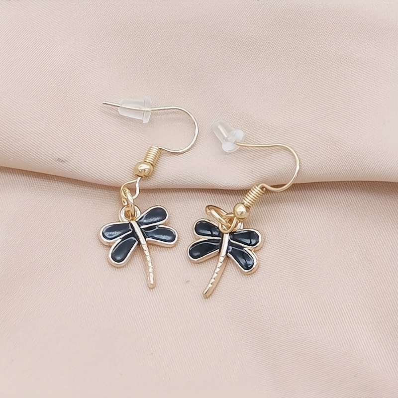 Alloy Dragonfly Earrings with Funky Drip Oil Design