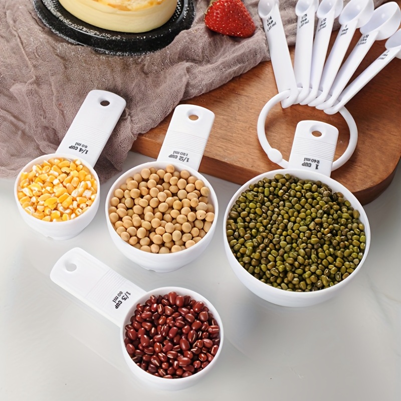 Measuring Cups And Measuring Spoons Set, Plastic Kitchen Cooking Baking  Stackable Measurement Tools, Bpa Free Dishwasher Safe Measuring Cups And Measuring  Spoons For Liquid And Dry Food, Kitchen Gadgets, Cheap Items 