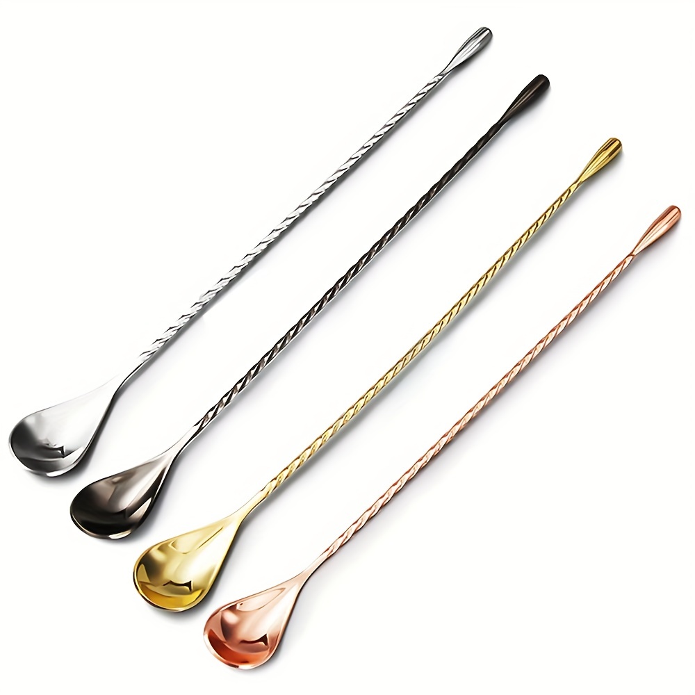 1pc Bar Spoon Cocktail Stirrer Stainless Steel Stirring Spoon With Twisted  Pattern For Coffee Tea Drinks