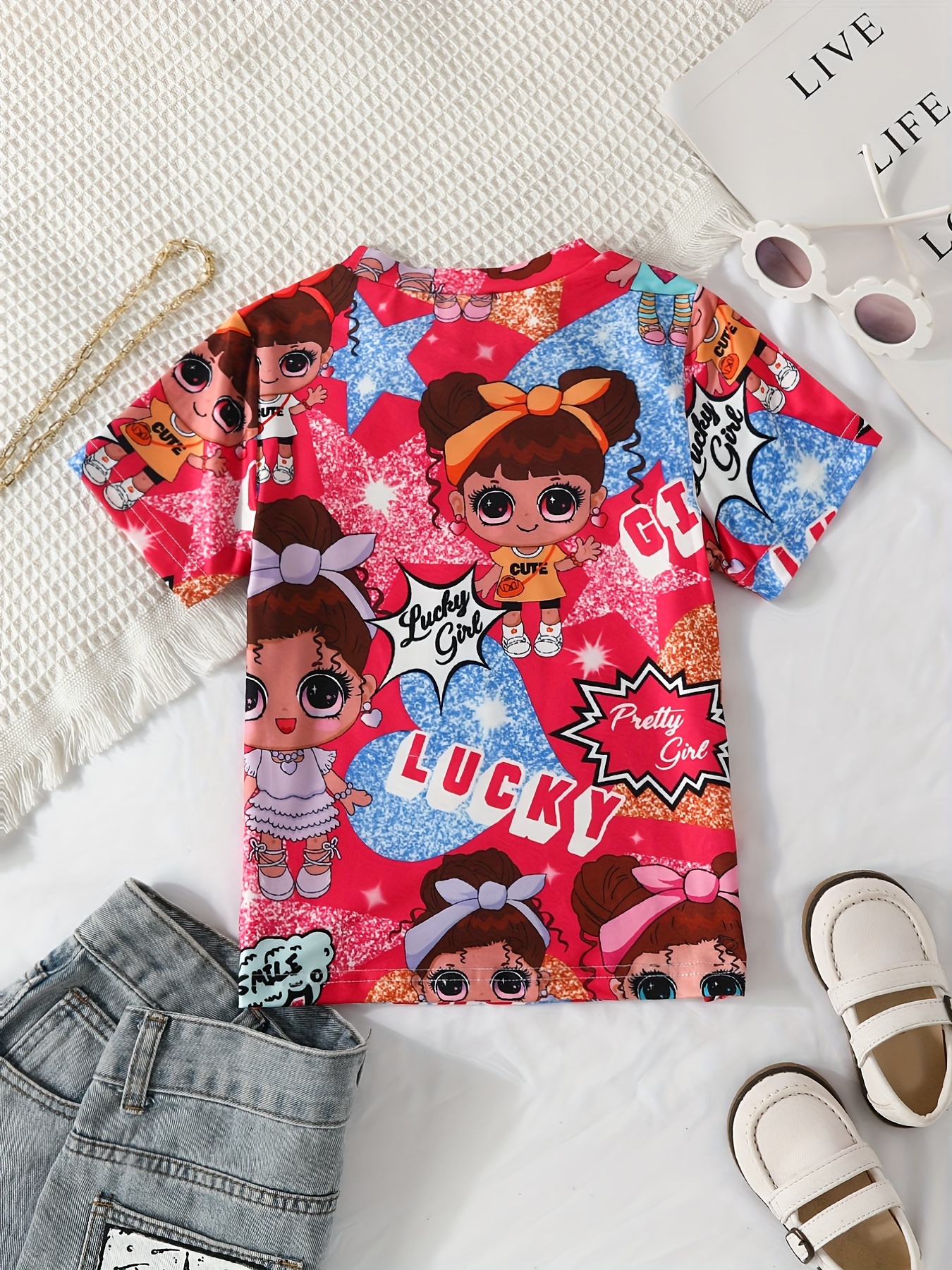 Summer Toddler Girl Clothes Short Sleeve Cartoon Print Girls