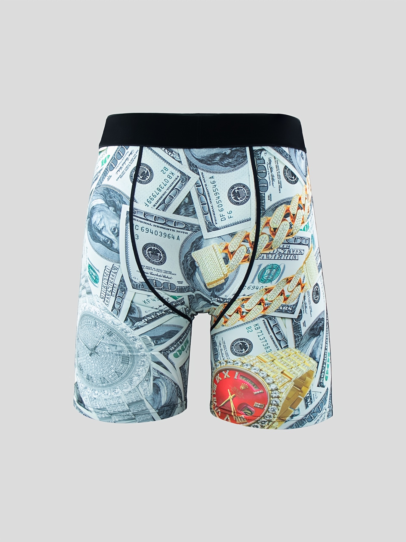 Men's Dollar Pattern Print Long Boxers Briefs Shorts - Temu