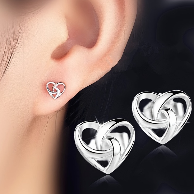 CEALXHENY Aretes para el día de San Valentín para mujer, aretes de corazón  con cuentas de diamantes de imitación, regalos del día de San Valentín