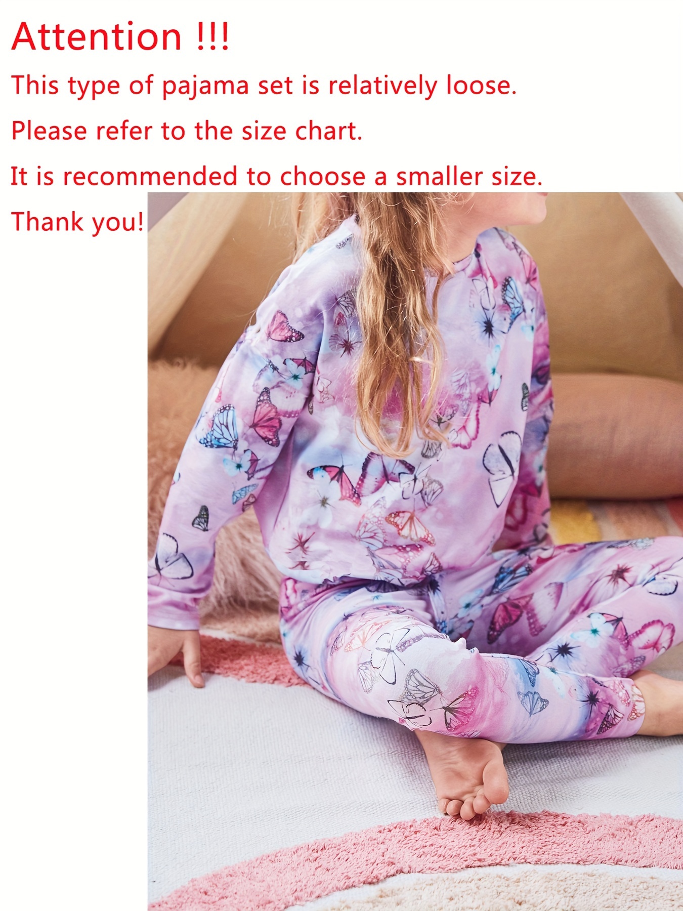 Tebbis Girls Pajama Set Tie Dye Butterfly Pjs 2-PC  