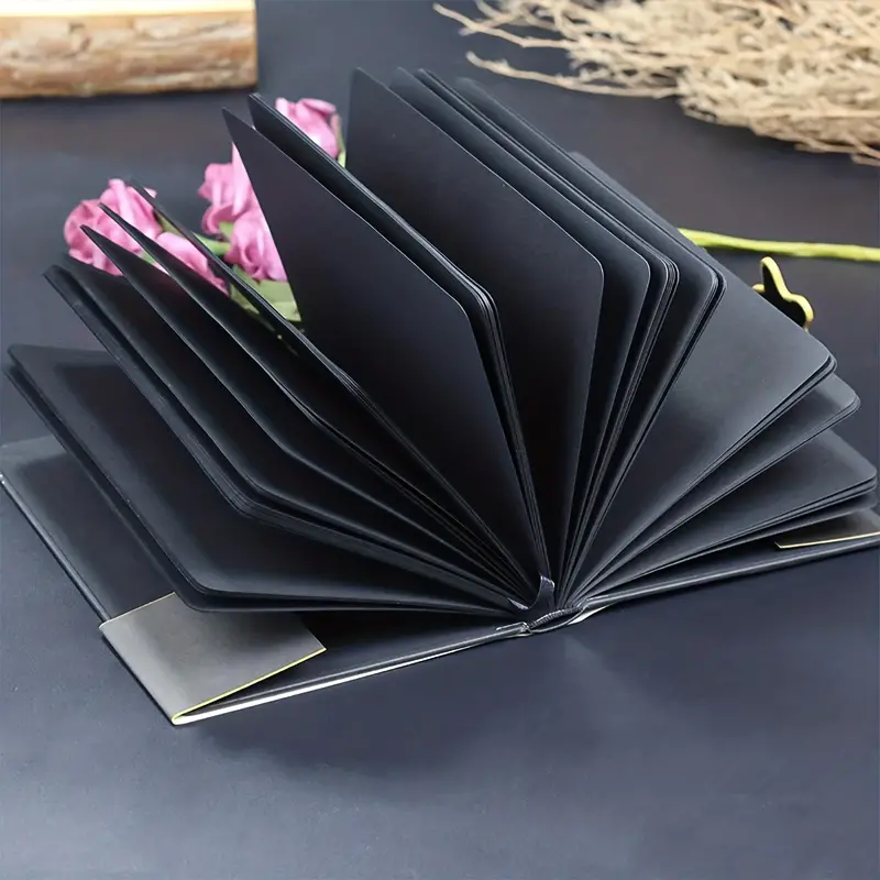 Black Paper Magnetic Buckle Book Inside Creative Blank Black - Temu
