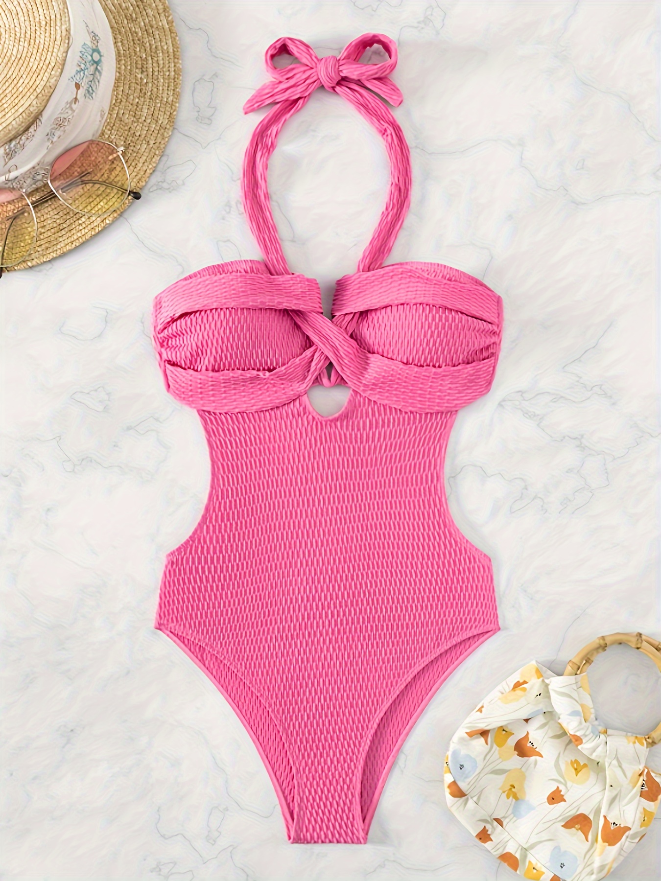 Plain 2024 pink swimsuit