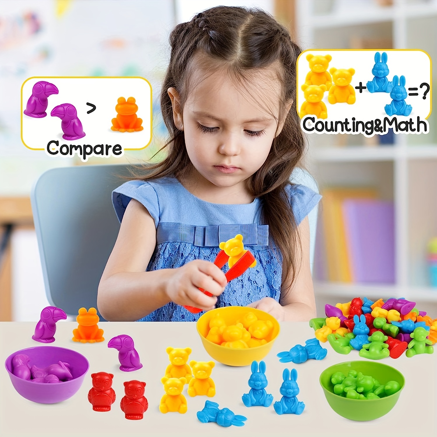 Acheter Jeux de comptage d'animaux, jouets de tri des couleurs,  apprentissage préscolaire, formation sensorielle éducative, jouet  Montessori pour enfants