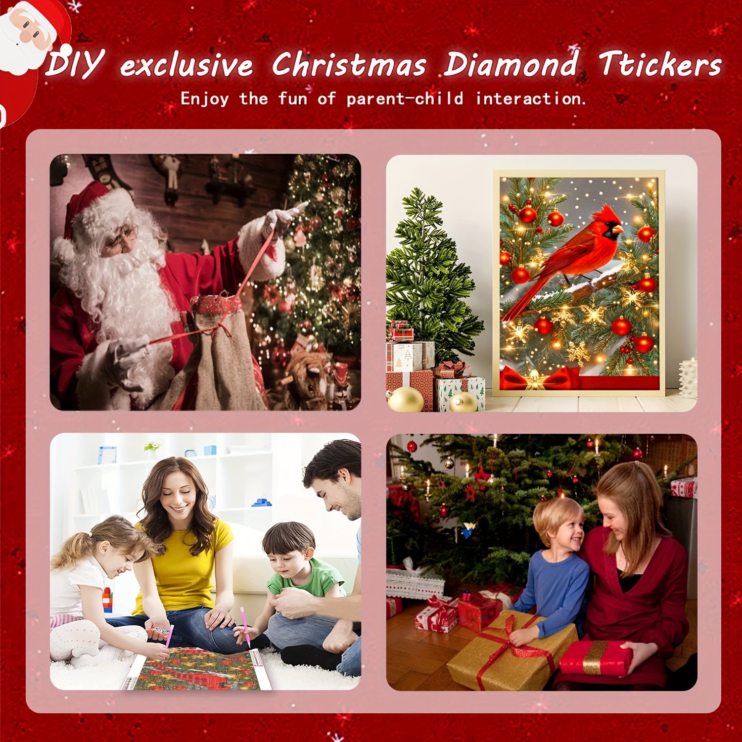 Christmas Diamond Painting Kits for Adults and Kids,5D DIY Art Craft Canvas  Picture Family Gift, 12x16 inch 