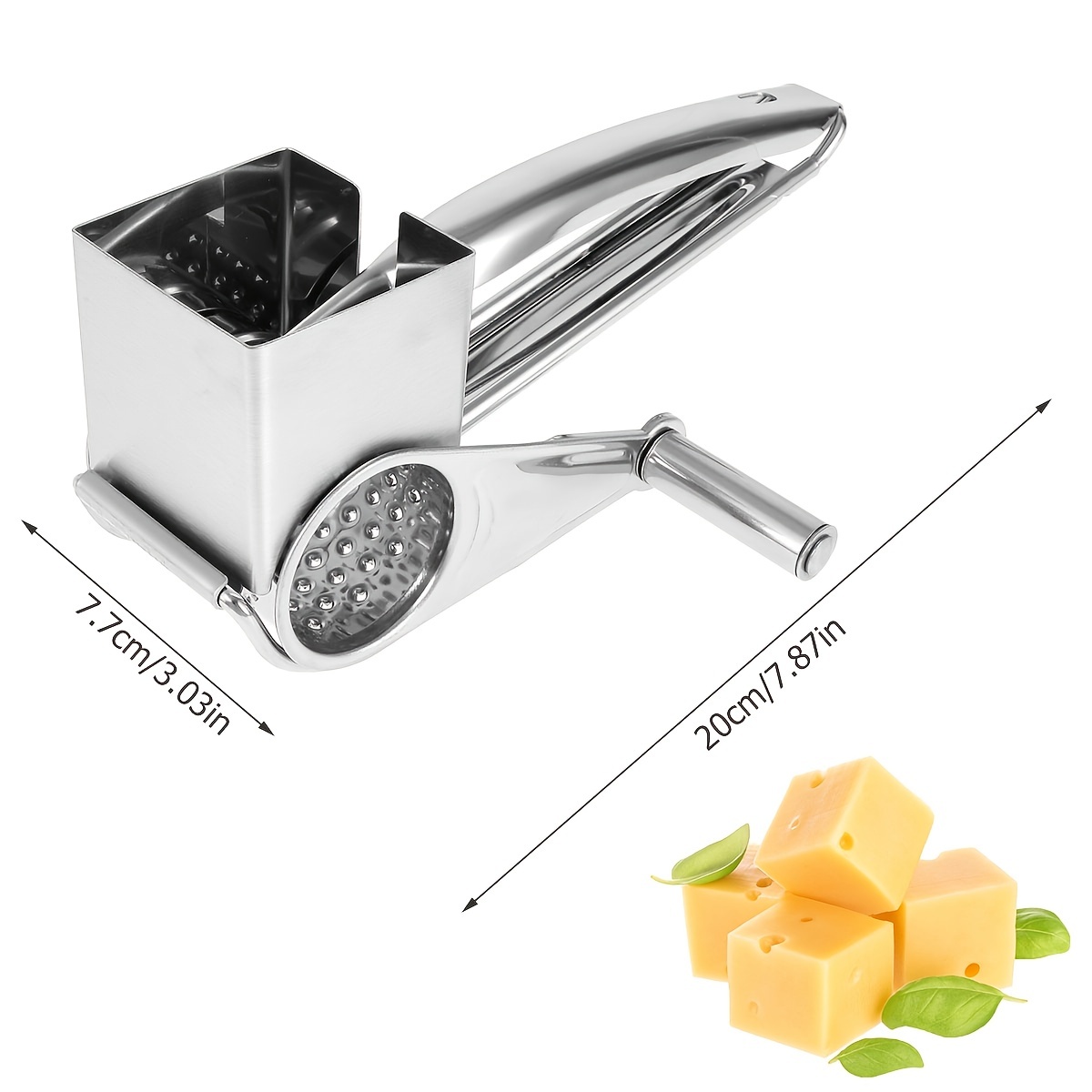 Hand Held Rotary Cheese Grater, Cheese Cutter Slicer With Sharp Stainless  Steel Blades Drum Easy Clean, Parmesan Grater