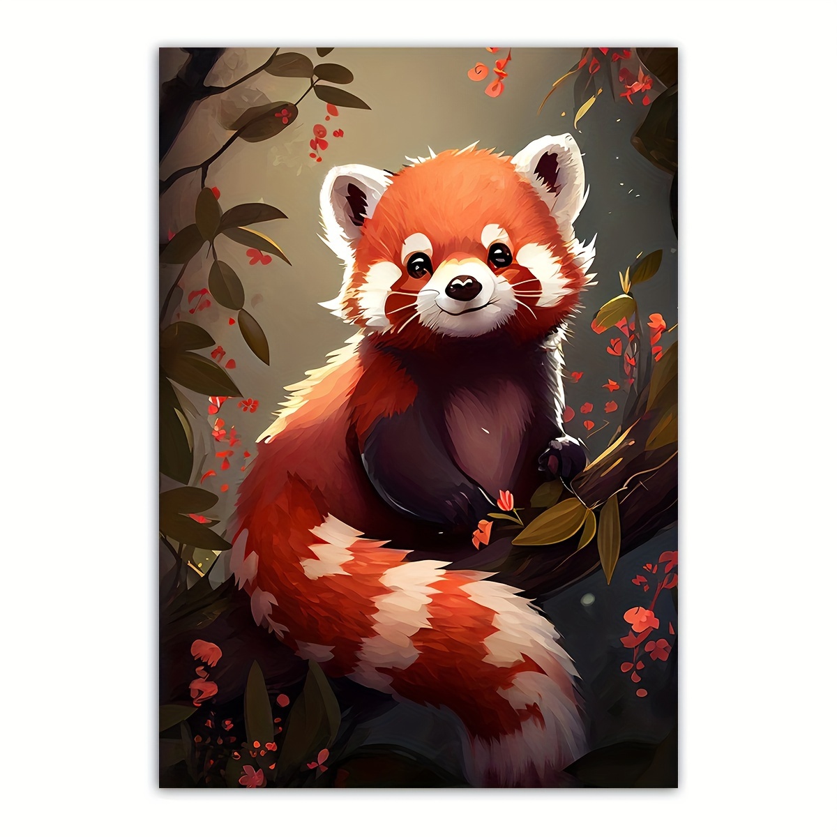 1pc Unframed Canvas Poster Modern Art Cute Red Panda Animal Art Painting Ideal Gift For Bedroom Living Room Corridor Wall Art Wall Decor Winter