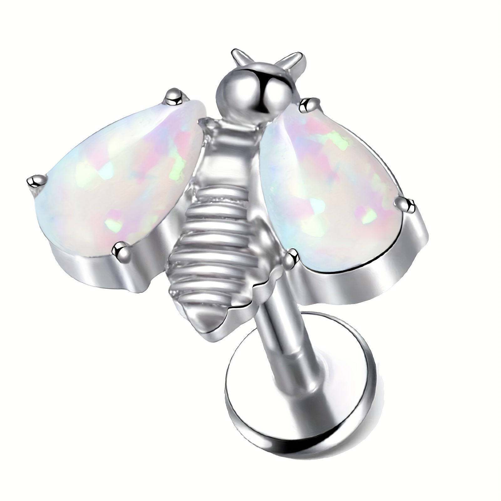 Piercing Labret In Titanio 16G - Lunghezze 5/6/8/10/12mm, Con CZ - Per Labbra, Tragus, Conch, Helix - Foto 14