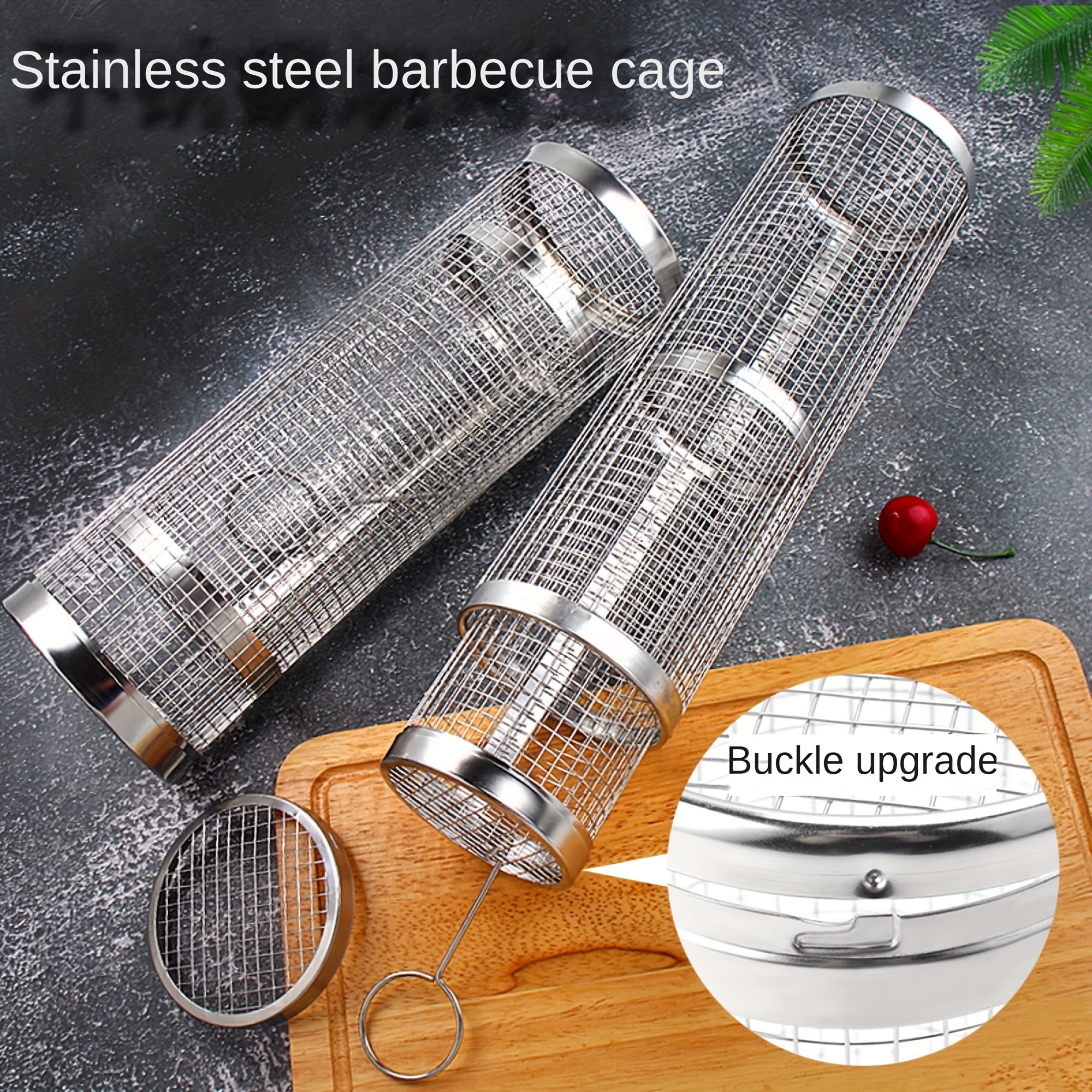 Rolling Grill Basket, Stainless Steel Cylinder Grill Basket, Portable  Outdoor Camping Barbecue Rack(1PCS)