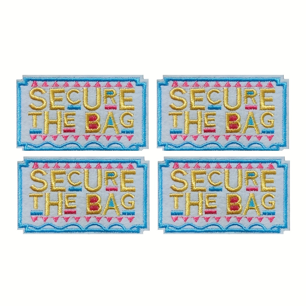 1pc SECURE THE BAG Embroidered Small Patch Sewing Patches Rectangle Patches  DIY Accessories For Hat Backpack