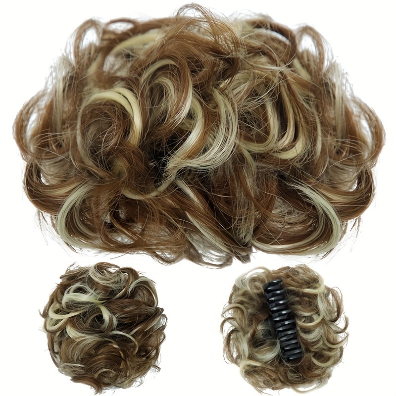 Claw Clip Bun Hair Piece Wavy Curly Hair Bun Clip In Mini Temu