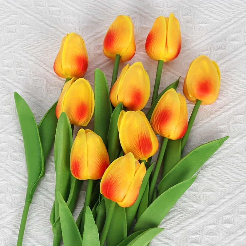 10 Pezzi Fiori Artificiali Tulipani, Fiori Tulipani Falsi, Tulipani  Realistici Bouquet Matrimonio Primaverile, Decorazione Centrotavola Fiori, Alta Qualità E Conveniente