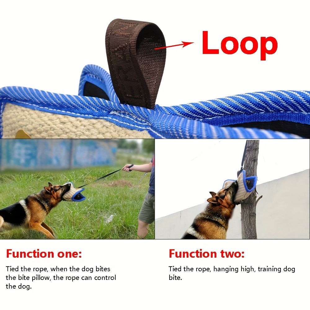 Dog Training Pillow Bite Tug Durable Dog Training Hemp Cloth Chewing Pet  Toy Dog Bite Stick With 2 Rope Handles - Temu