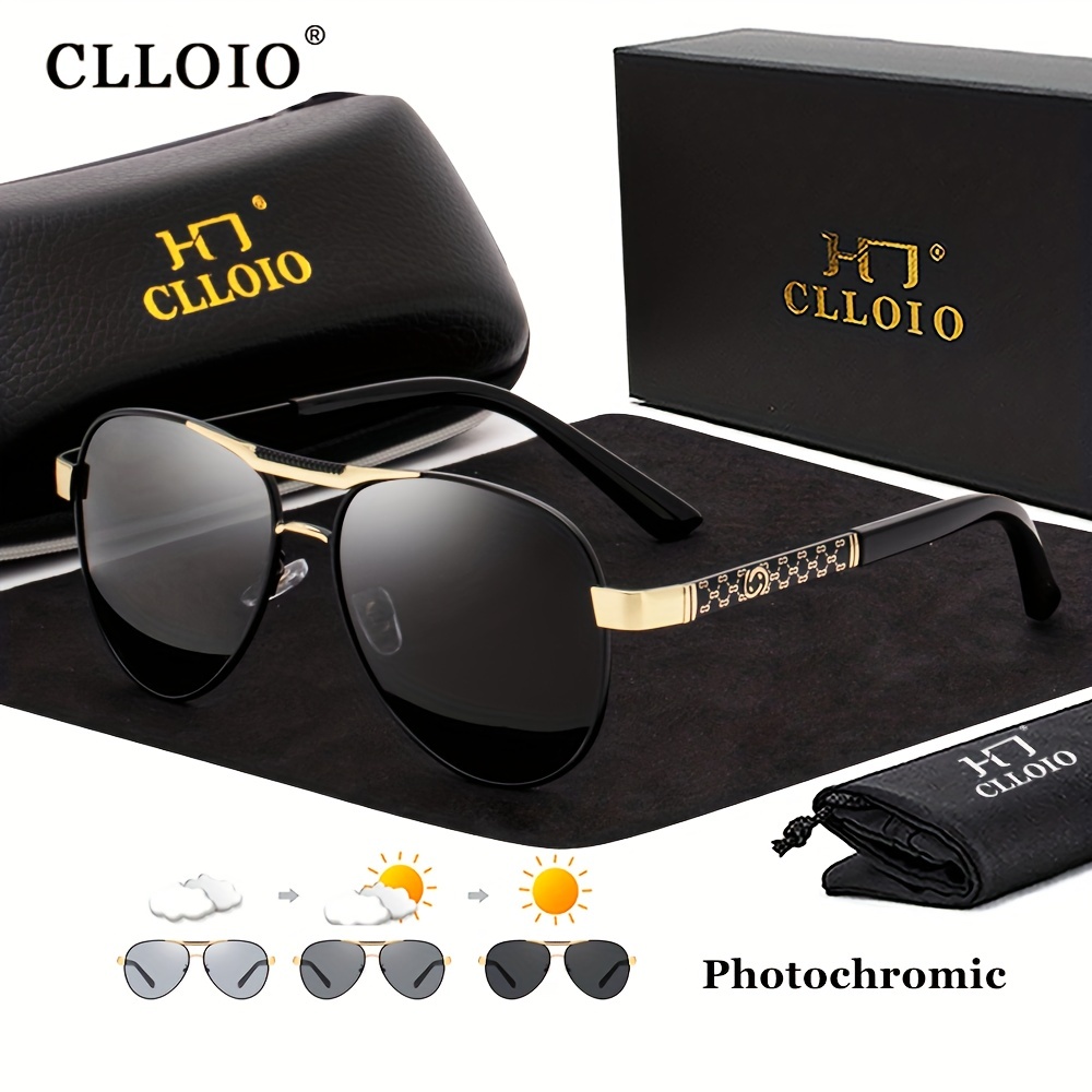 Men's Zinc Alloy Photochromic Polarized Sunglasses With - Temu