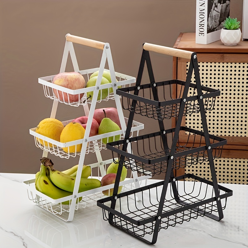 Cesta de frutas de 5 niveles | Estante apilable de almacenamiento de  alambre sobre ruedas para frutas y verduras, cebolla y patata | Pequeño  carrito