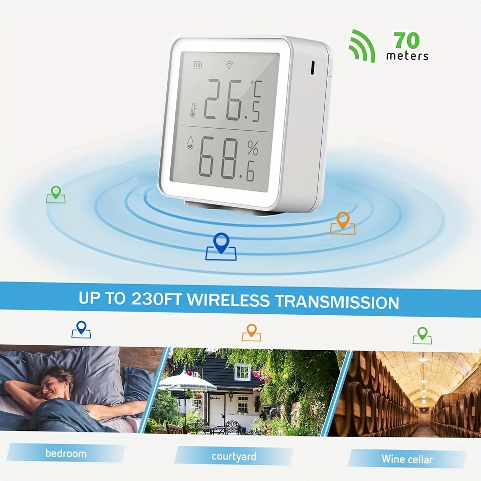 Wifi Sensor Inteligente Temperatura Humedad Interiores - Temu