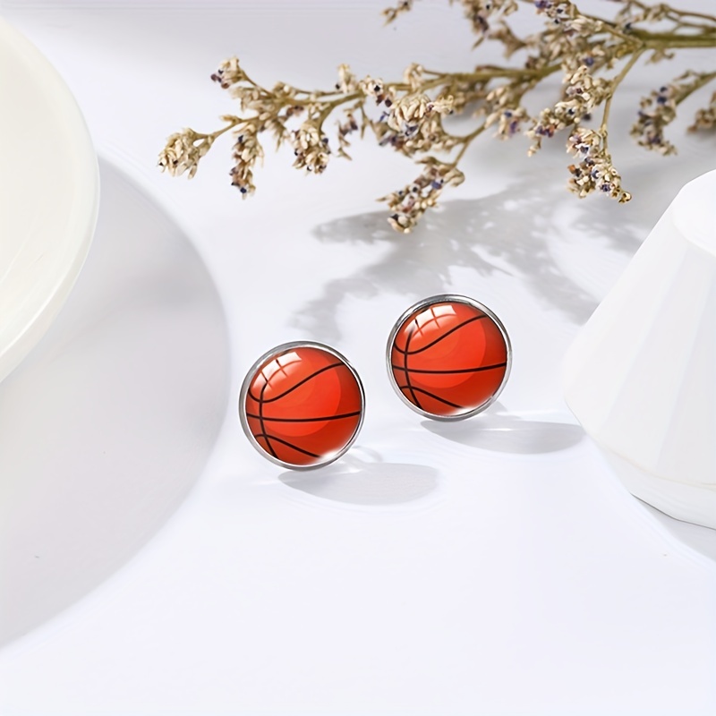 Red Double sided Spherical Flocked Balls Earrings One Big - Temu